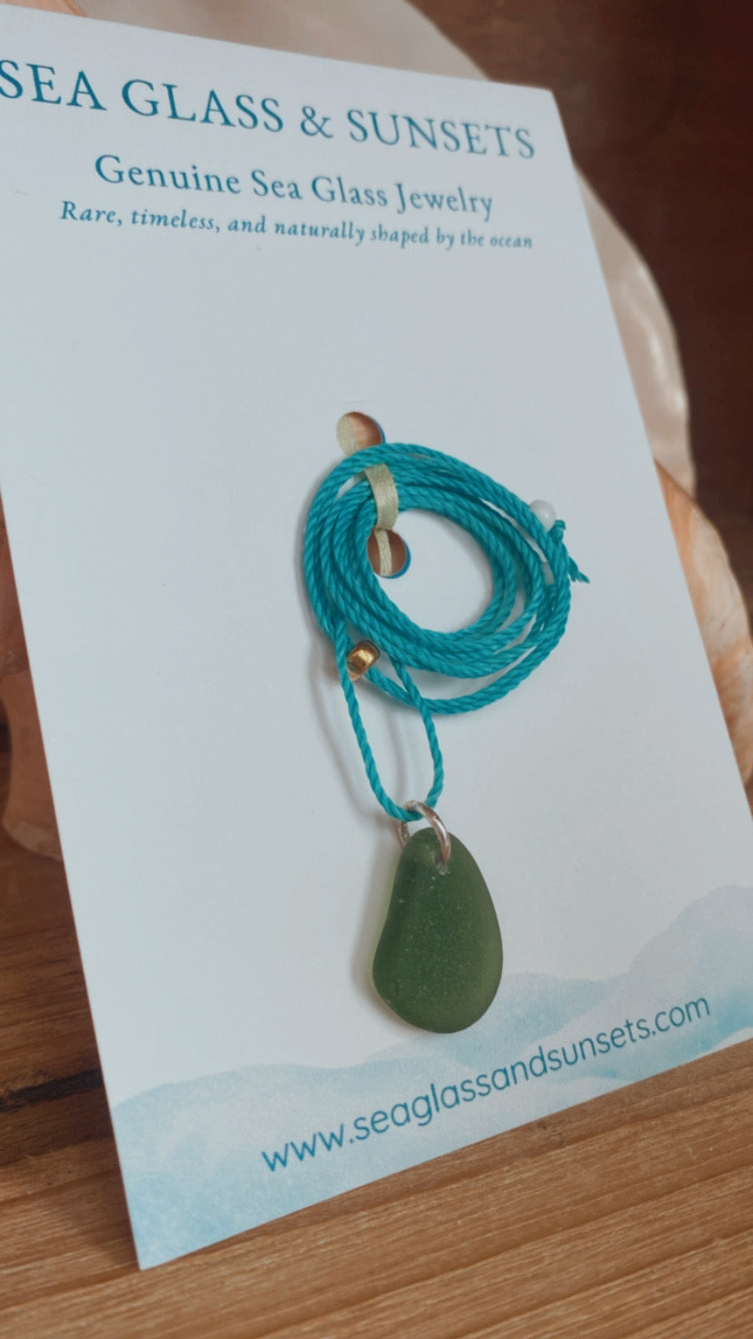 The Aura Strand Sea Glass Waxed Cord Necklace/Bracelet/Anklet
