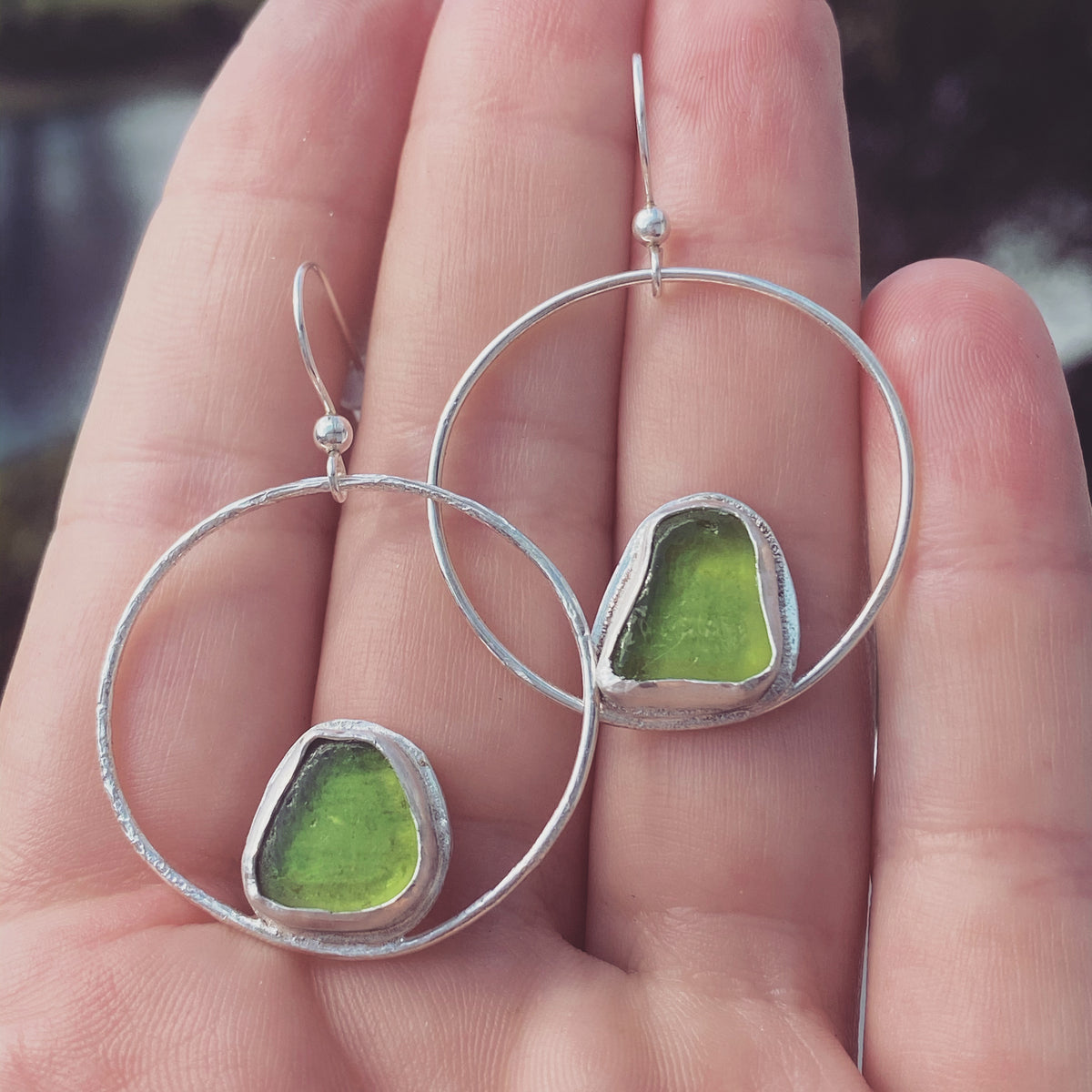 Sterling Silver Sea Glass Hoop Dangle Earrings | Preorder sale: Order by Friday