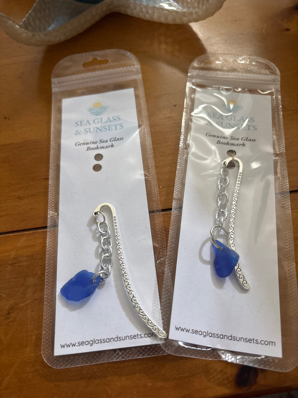 Authentic Cobalt Blue Sea Glass Bookmark – Handmade Ocean Tumbled Sea Glass, Book Lover Gift
