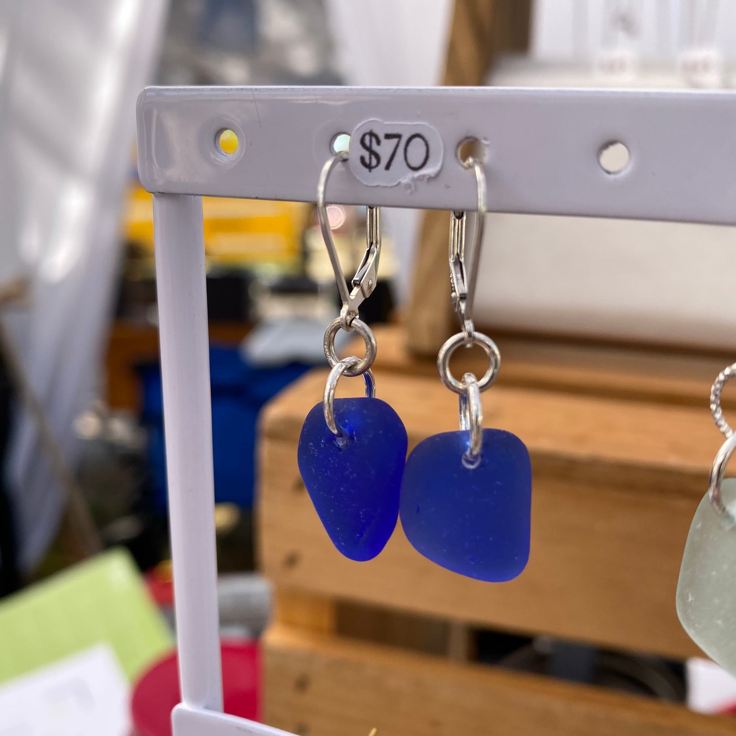Simple Cobalt Blue sea glass earrings | Dangle Earrings | Silver Beach Glass