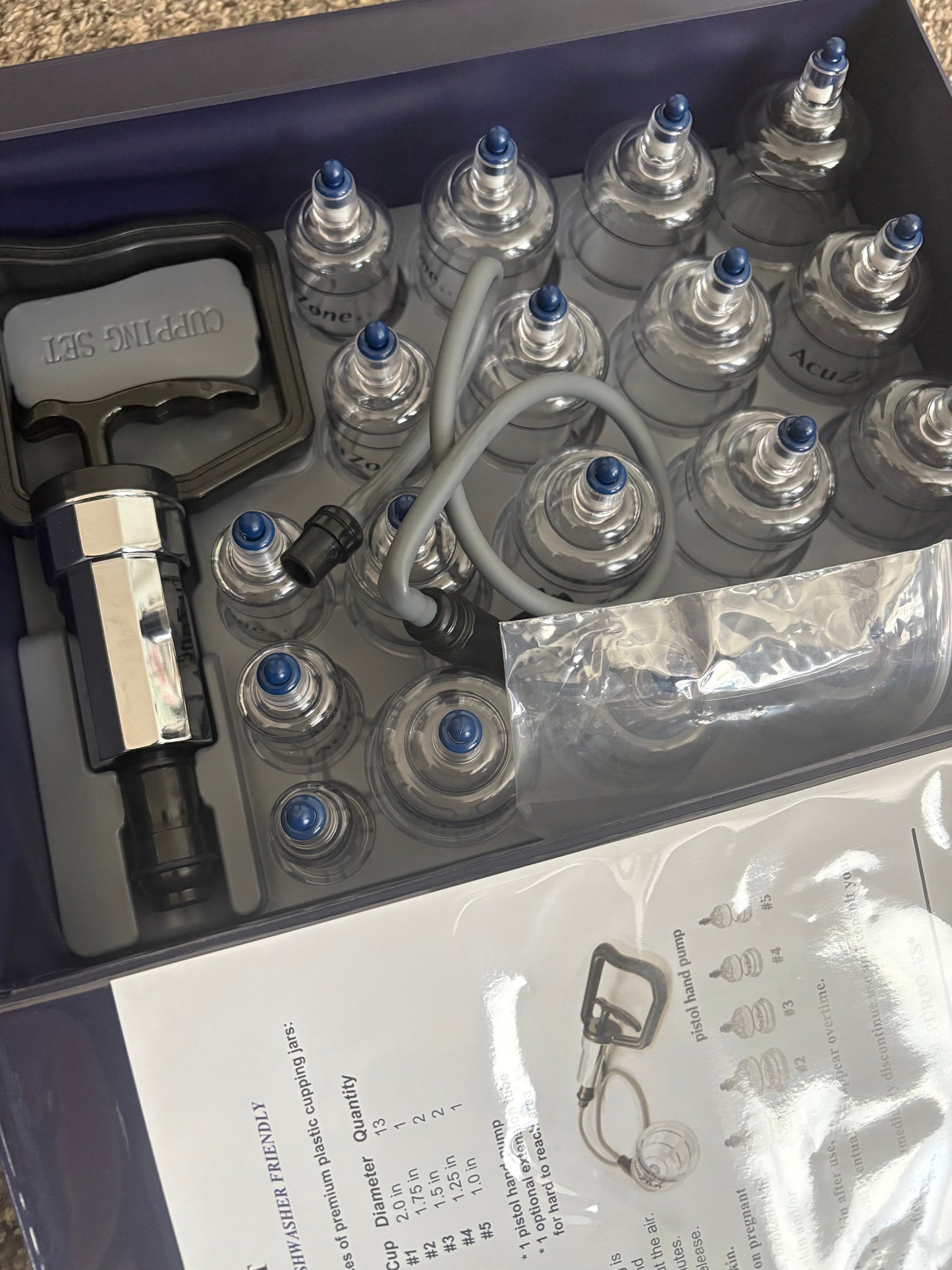 AcuZone Premium 19 Pcs Plastic Cupping Set with Extension Tube