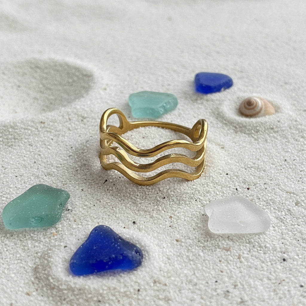 Triple Wave Ring: Ride the Tide