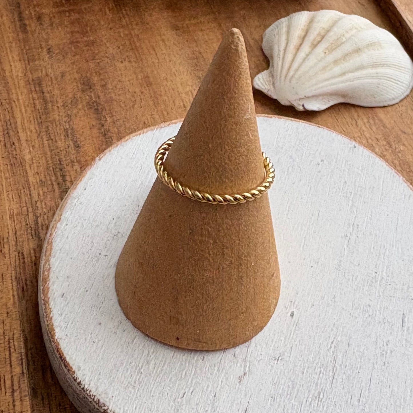 18K Gold PVD Beaded Stacker Ring