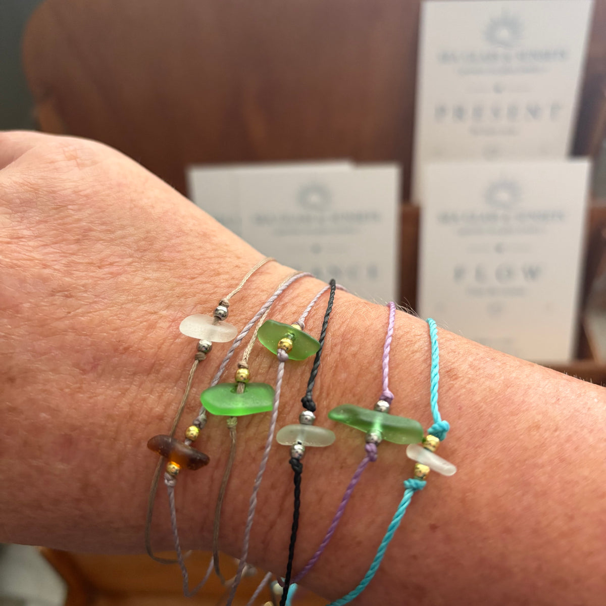 Mother of the Bride Sea Glass Wish Bracelet | Adjustable Waxed Cord Bracelet
