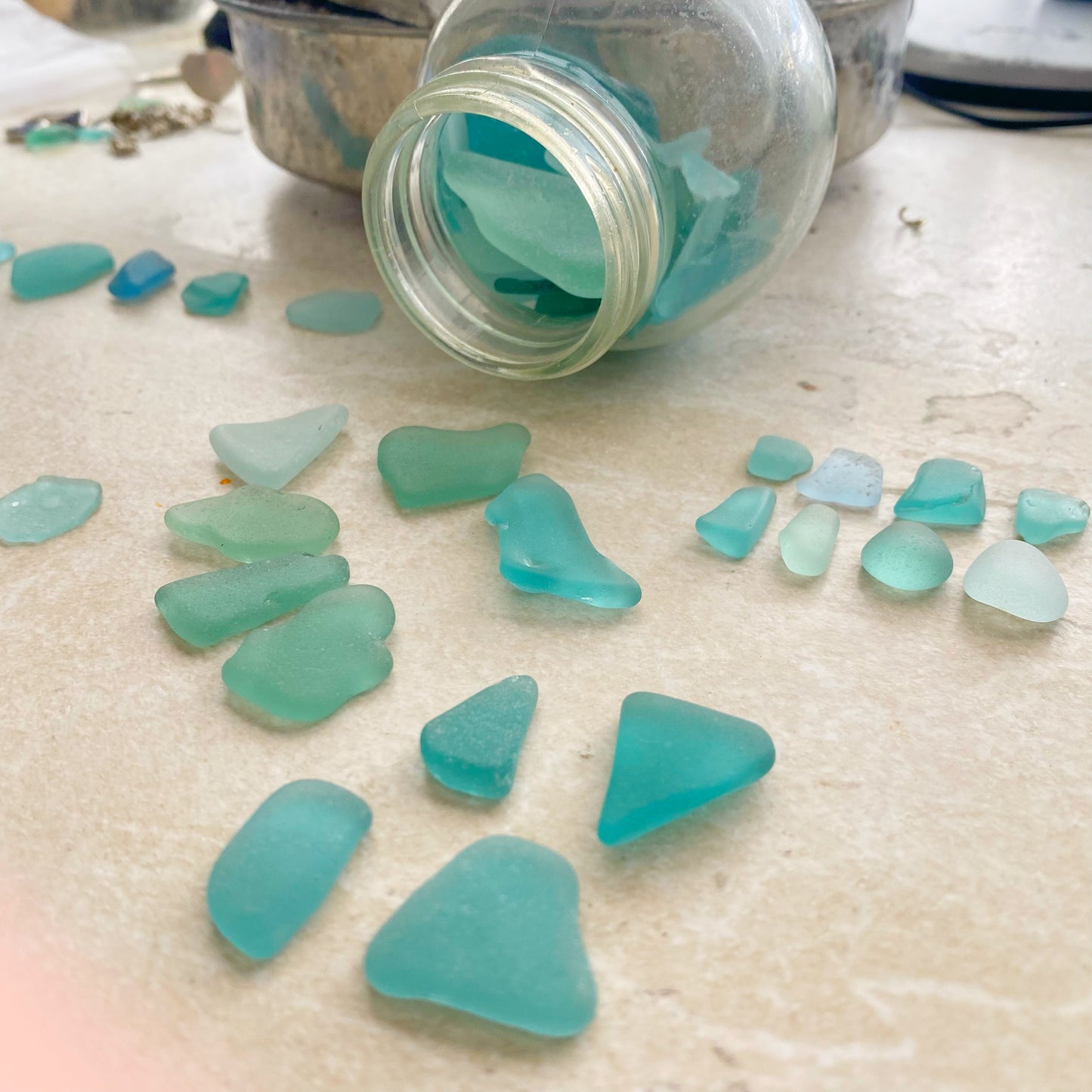 Teal Tide – Rare Organically Shaped Sea Glass Anchor Necklace