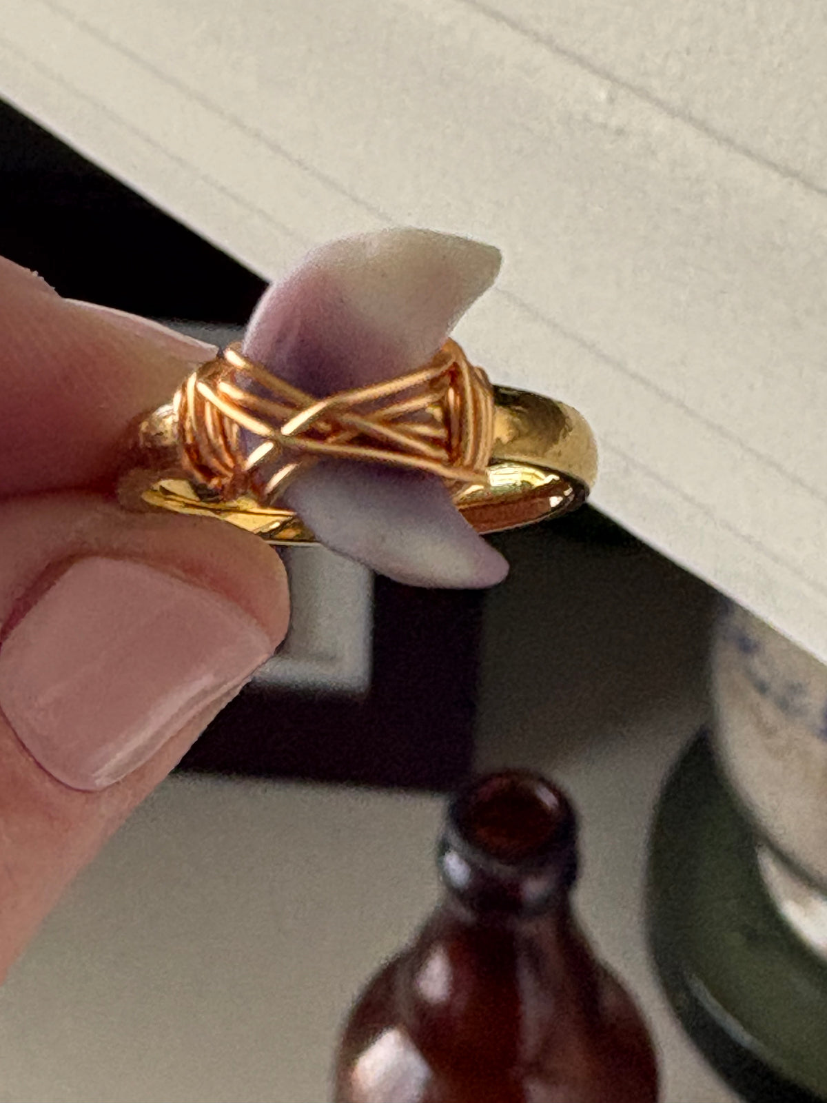 Handmade Wampum Crescent Moon Ring | Sterling Silver or Gold-Filled