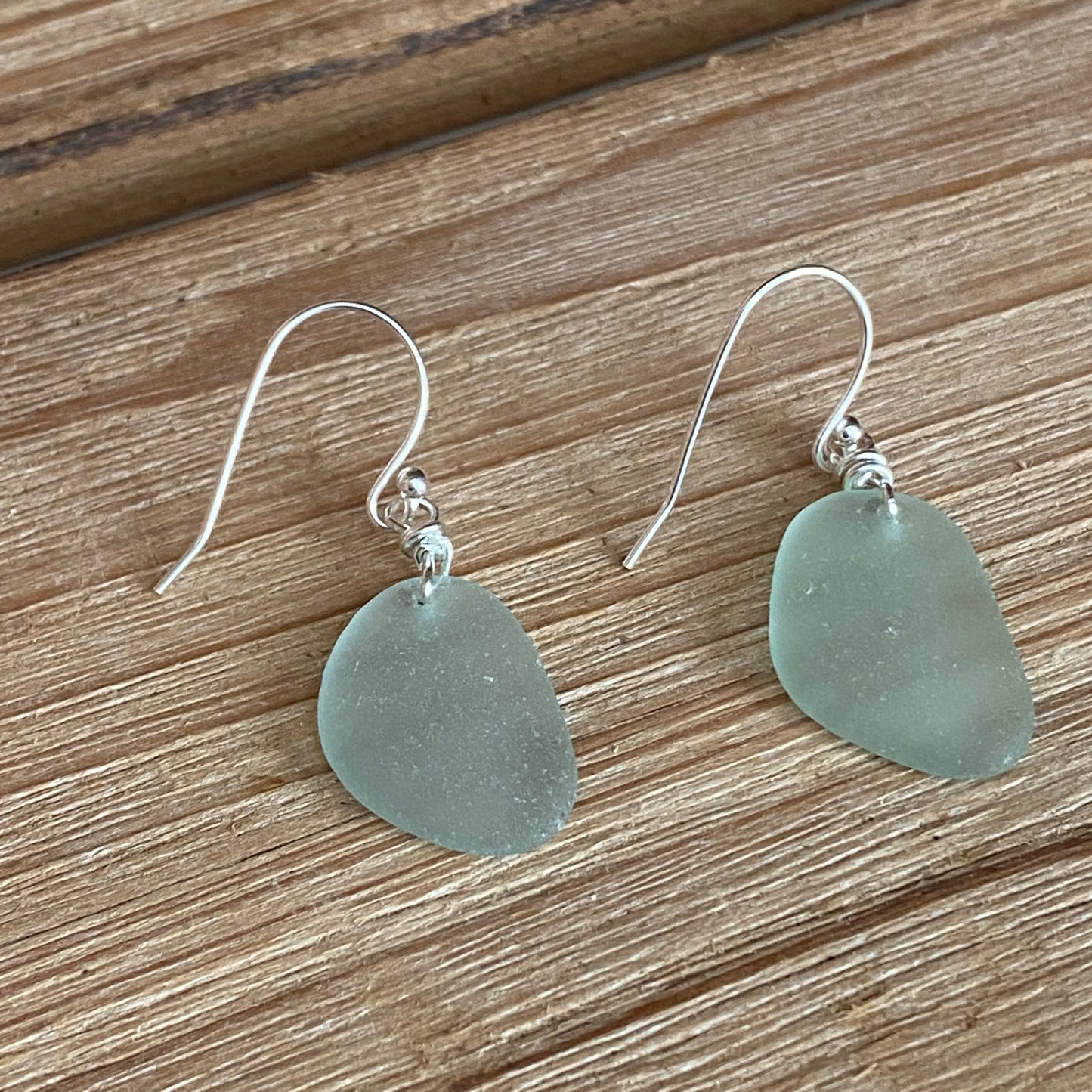Simple Sea Foam sea glass earrings | Dangle Earrings | Silver Beach Glass
