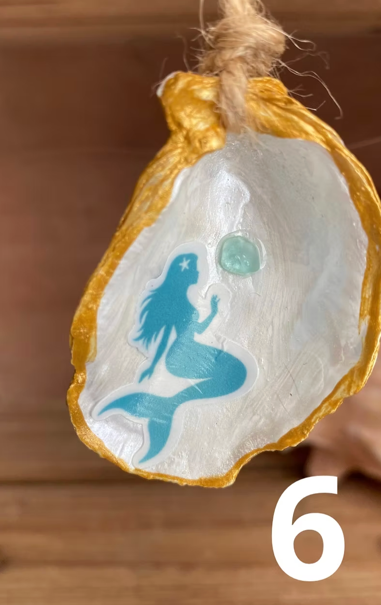 Mermaid Oyster Shell Sea Glass Ornament