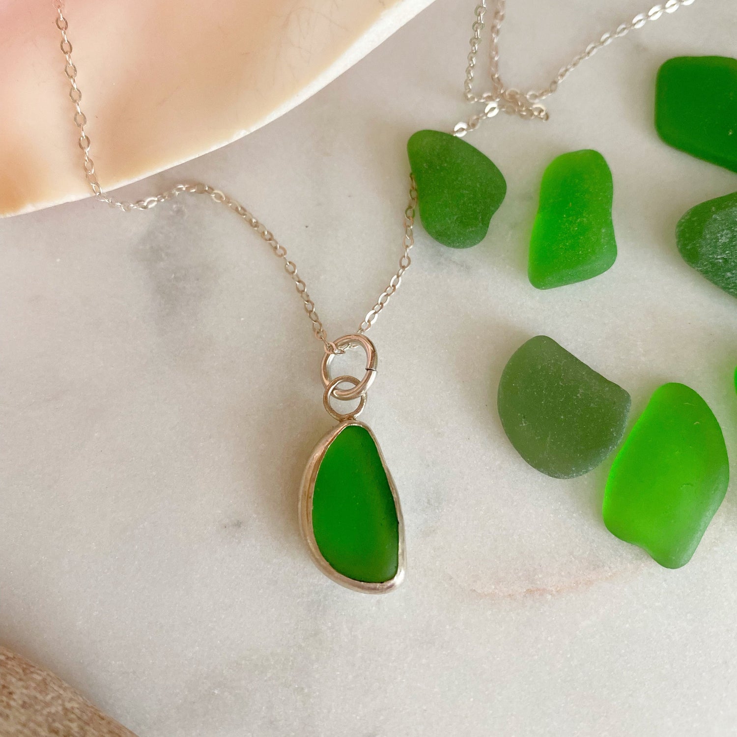 Genuine Green Sea Glass Jewelry