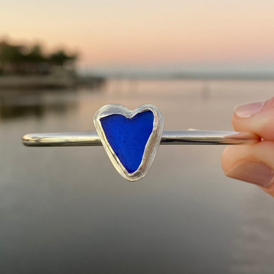 cobalt blue sea glass jewelry made with .925 sterling silver