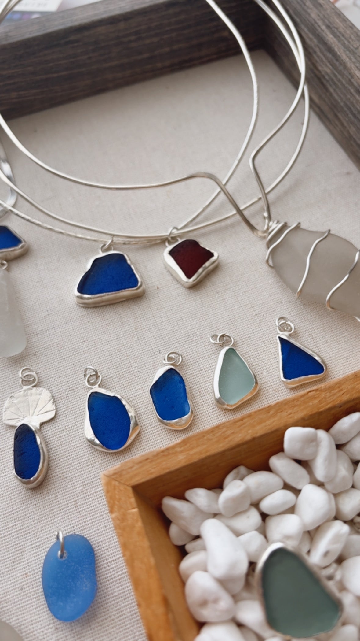 Handmade coastal sterling silver sea glass jewelry