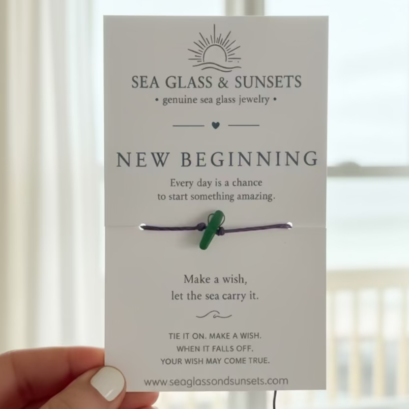 genuine sea glass new beginnings wish bracelet