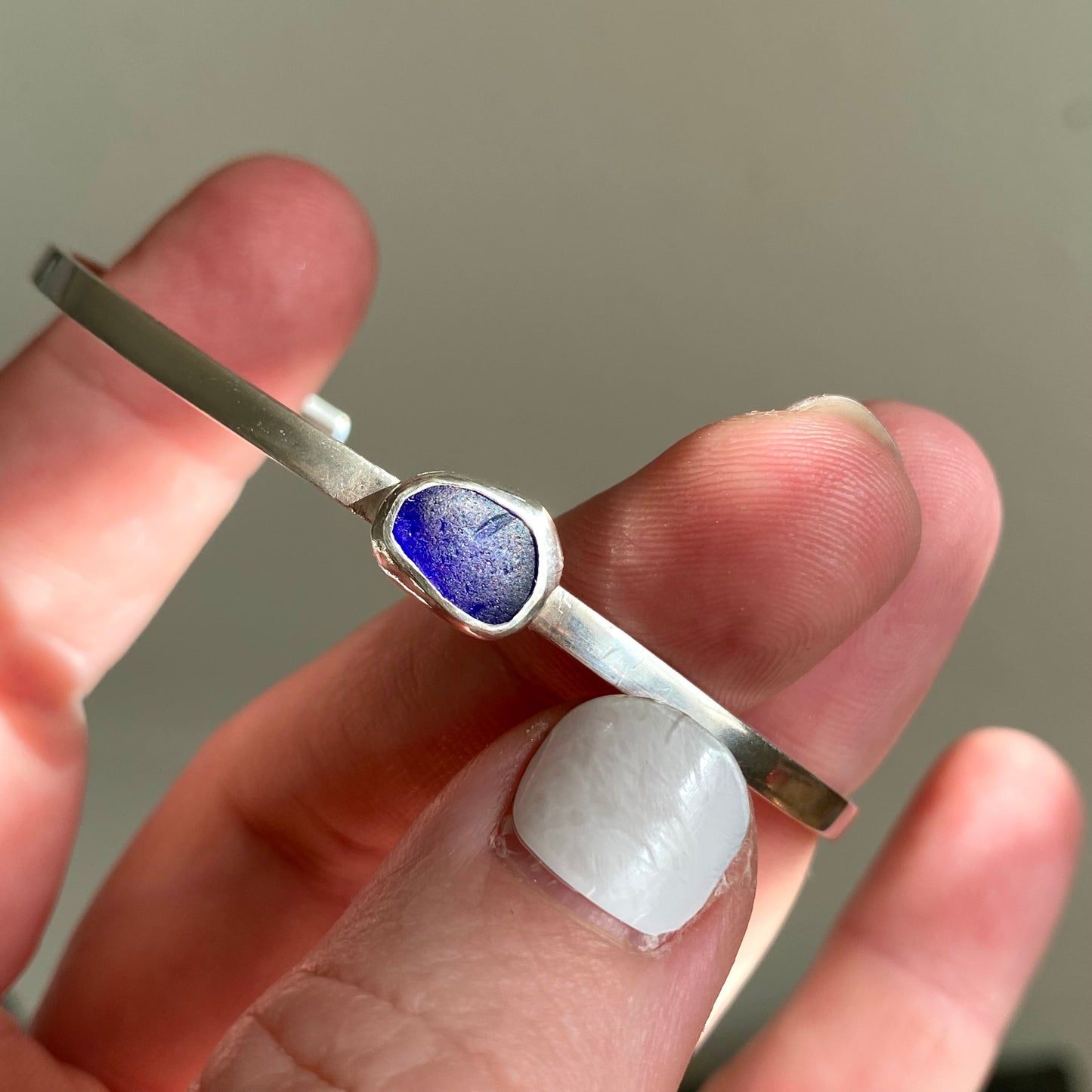 Cobalt Blue Sea Glass Cuff  Bracelet