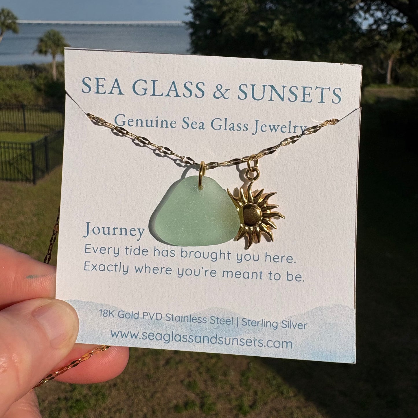 18k Gold Sun & Sea Foam Sea Glass Chain (20”)