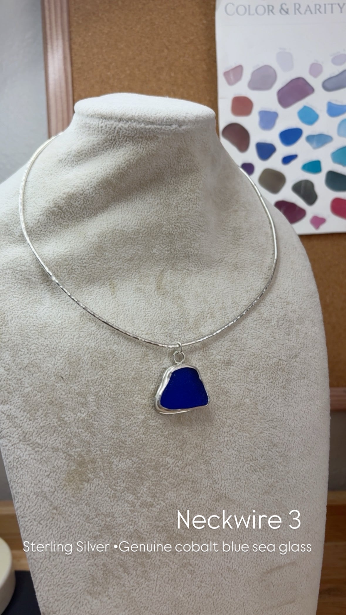 Sea to Shining Sea | Cobalt Blue Sea Glass Sterling Silver Collar Necklace