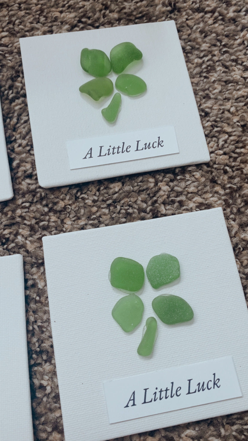 Four-Leaf Clover Collection | 4x4 Sea Glass Art