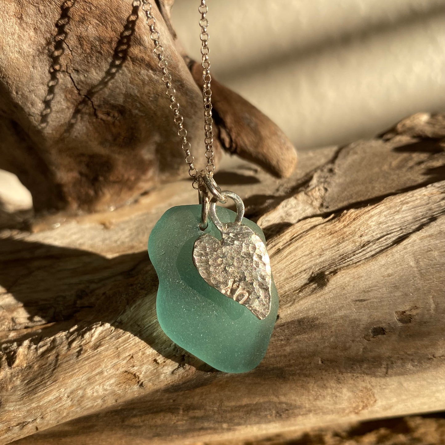 Teal Horizon – Large Organically Shaped Sea Glass Necklace