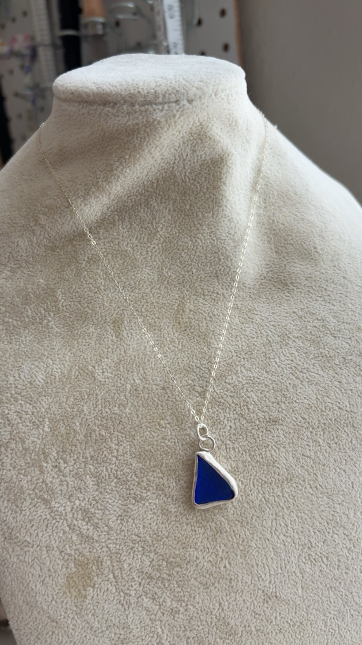 Sea to Shining Sea | Cobalt Blue Sea Glass Sterling Silver Classic Pendant Necklace