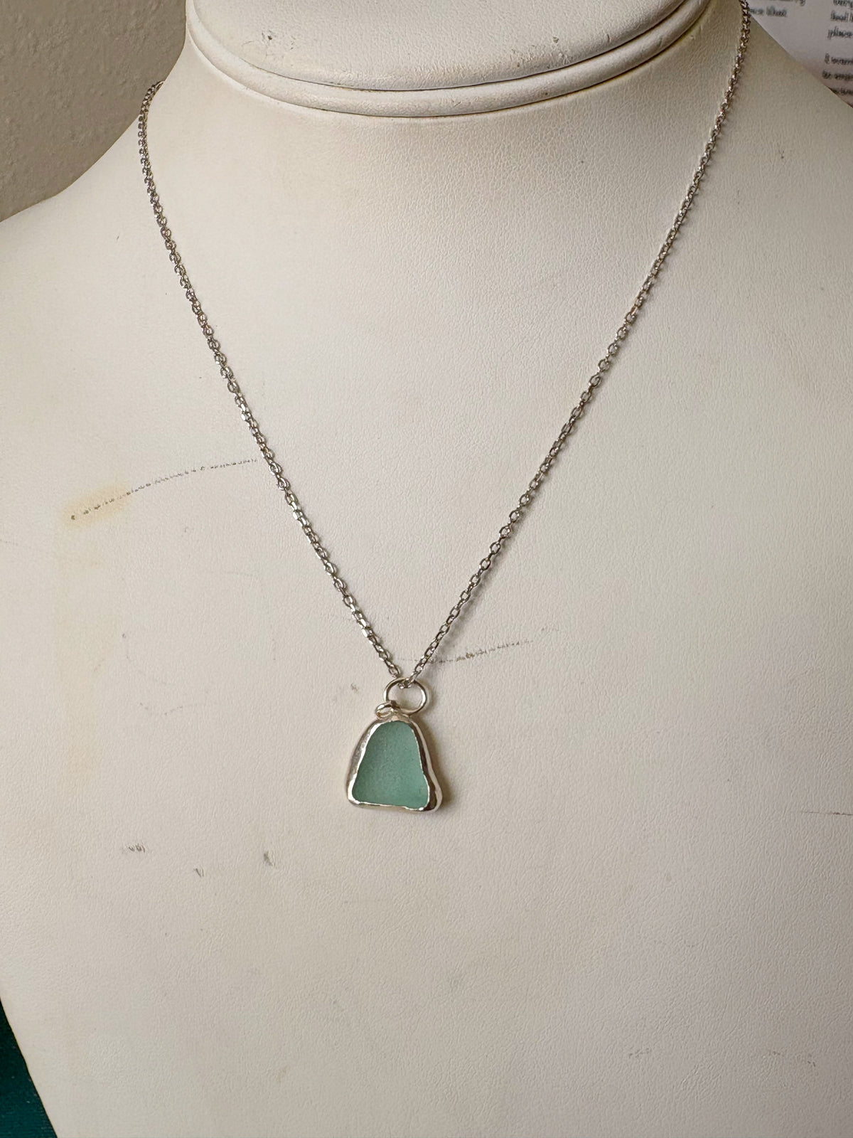 Sky Blue Sea Glass Pendant Necklace