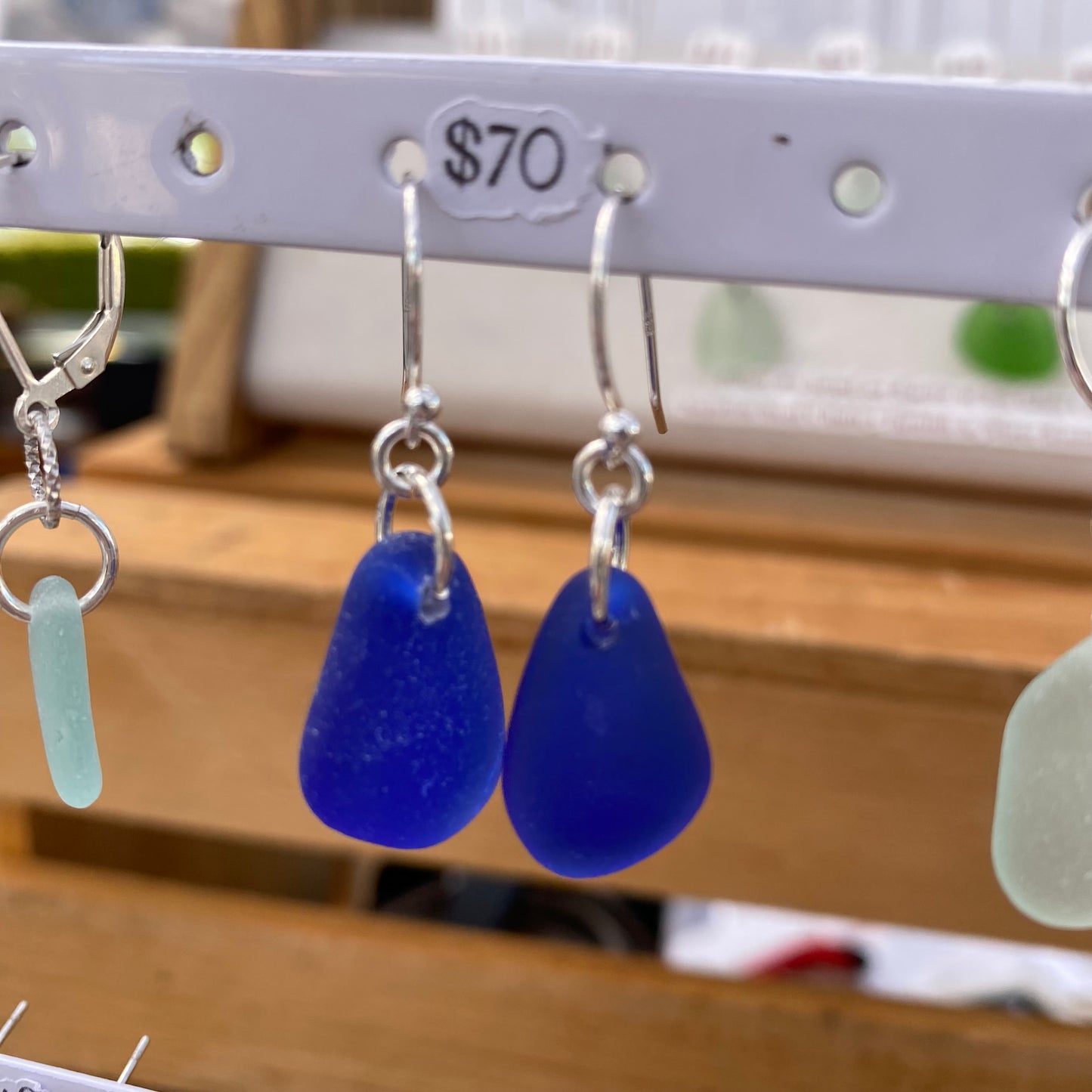 Simple Cobalt Blue sea glass earrings | Dangle Earrings | Silver Beach Glass