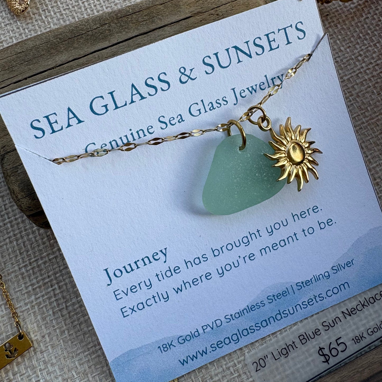 18k Gold Sun & Sea Foam Sea Glass Chain (20”)