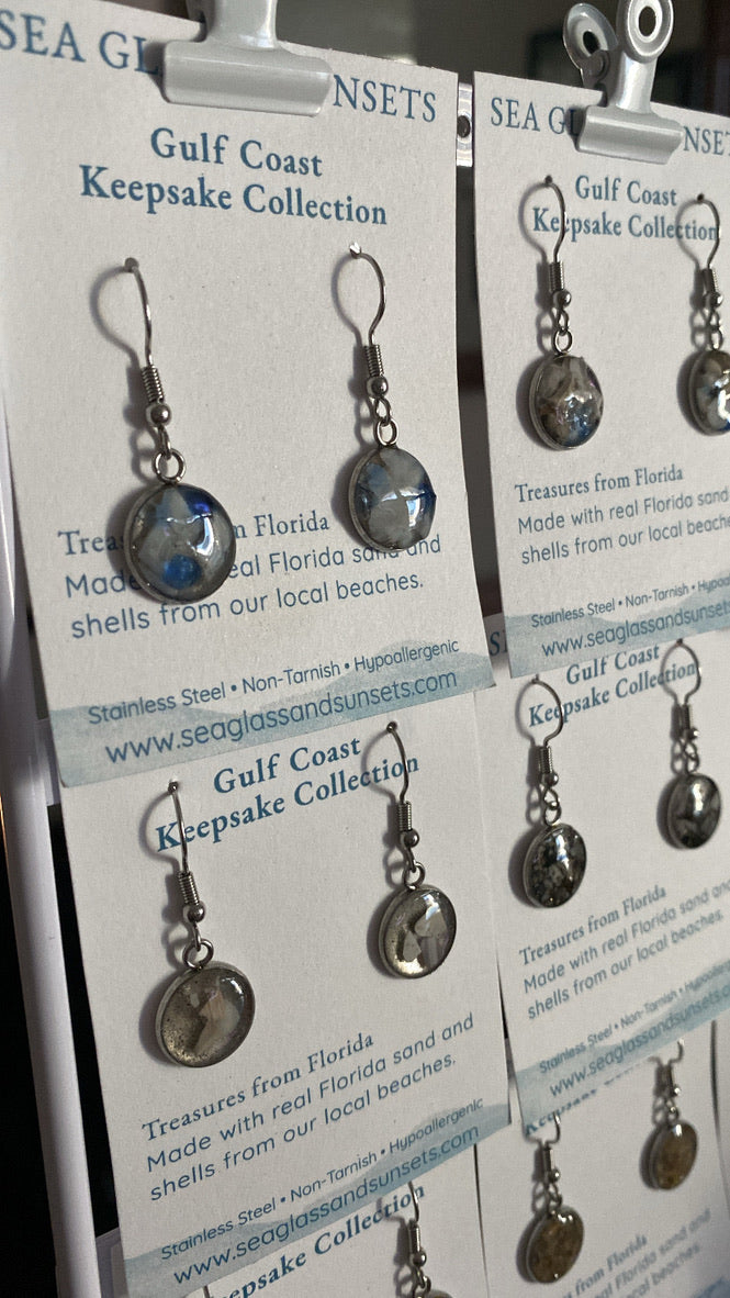 Florida Gulf Coast Sand & Crushed Shell Drop Earrings – Stainless Steel