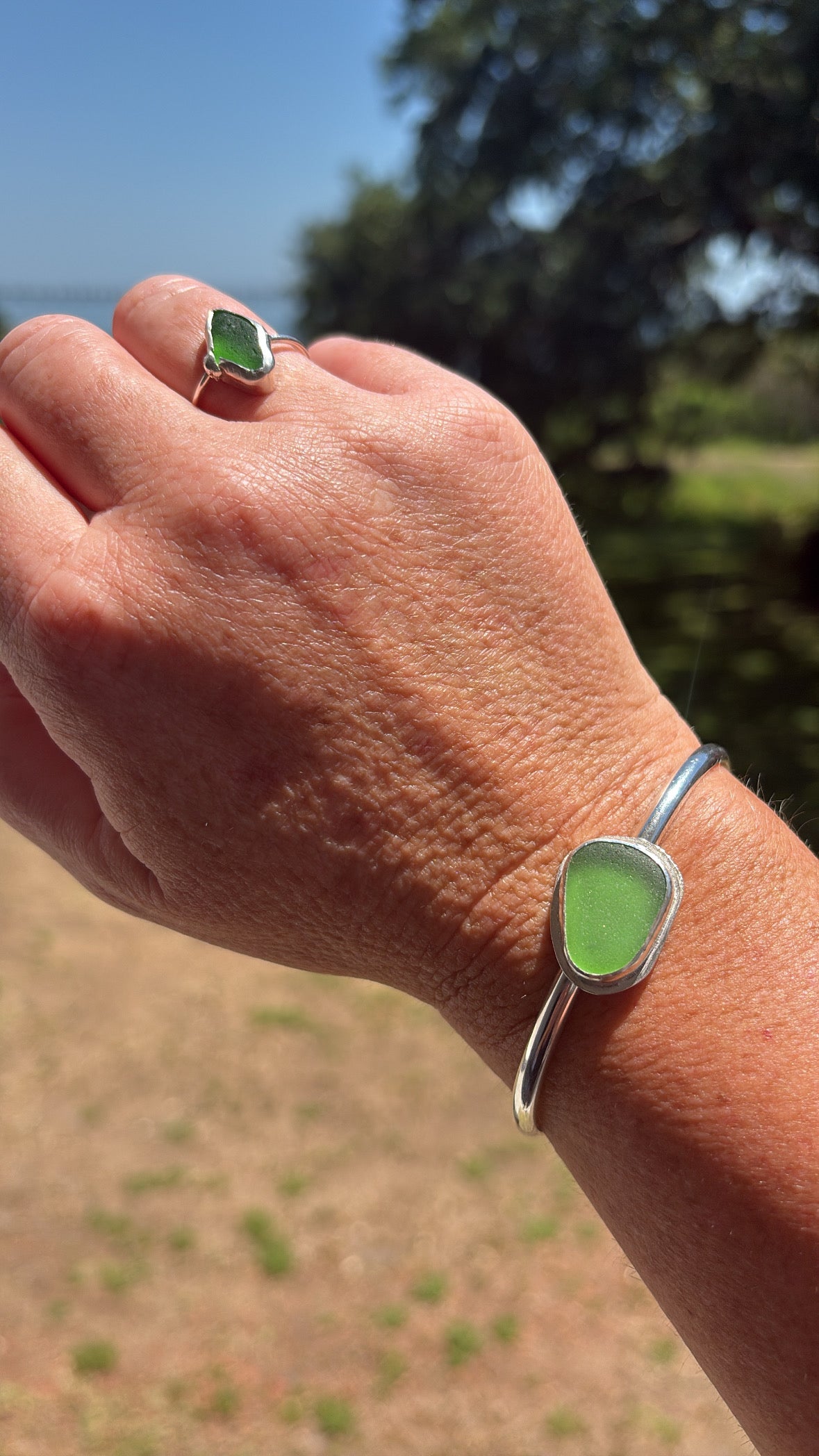 Nature's Promise Cuff | Kelly Green Sea Glass