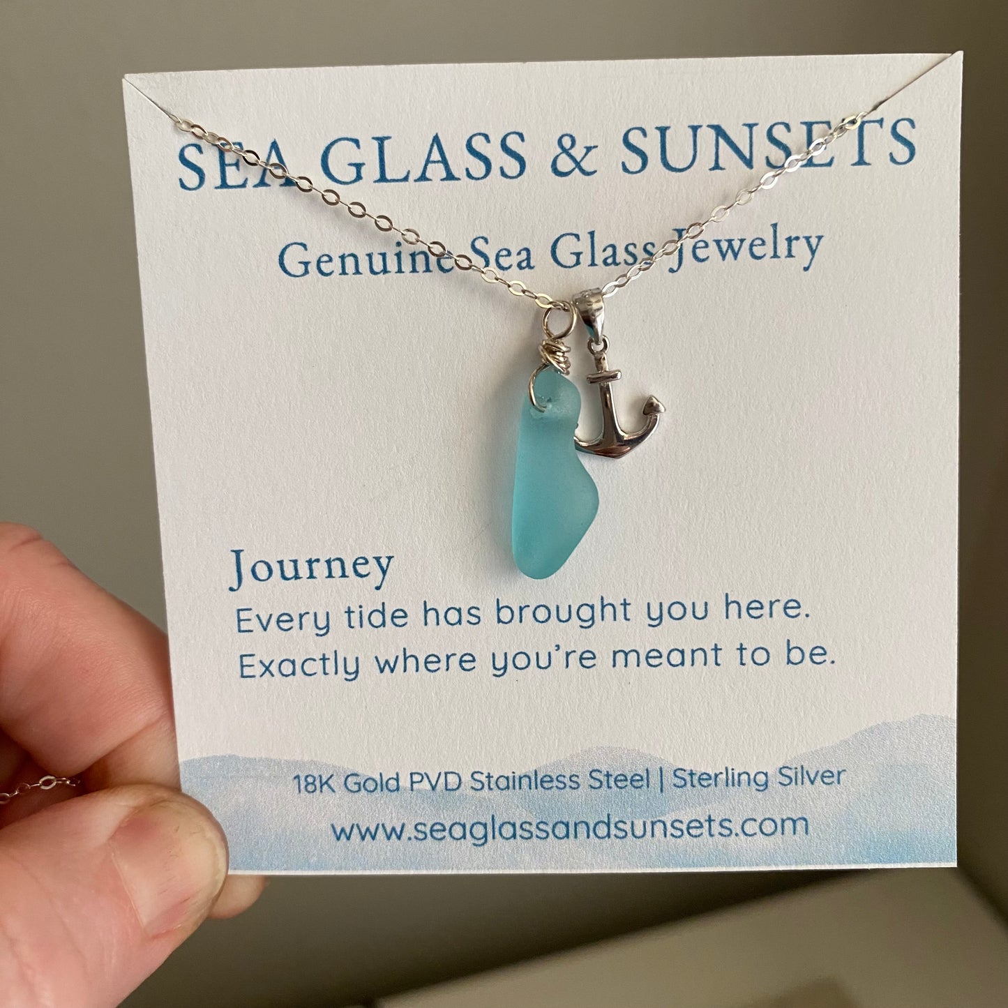 Teal Tide – Rare Organically Shaped Sea Glass Anchor Necklace