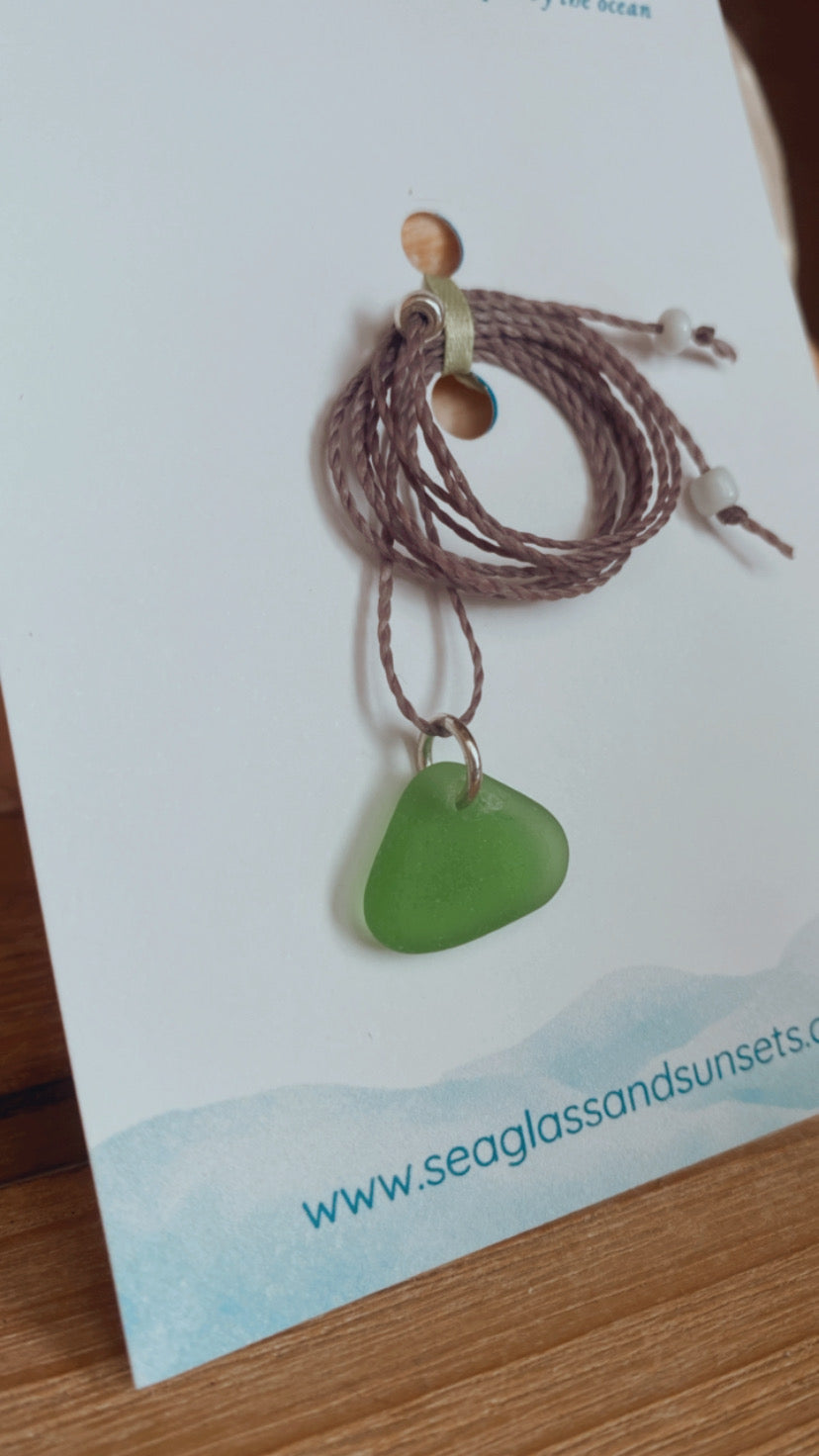 The Aura Strand Sea Glass Waxed Cord Necklace/Bracelet/Anklet