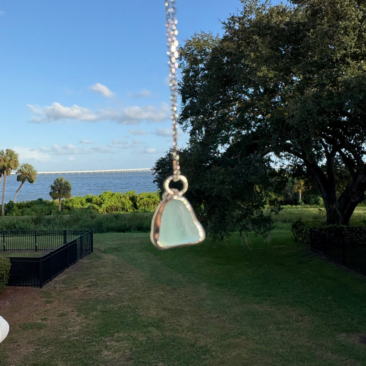 Sky Blue Sea Glass Pendant Necklace