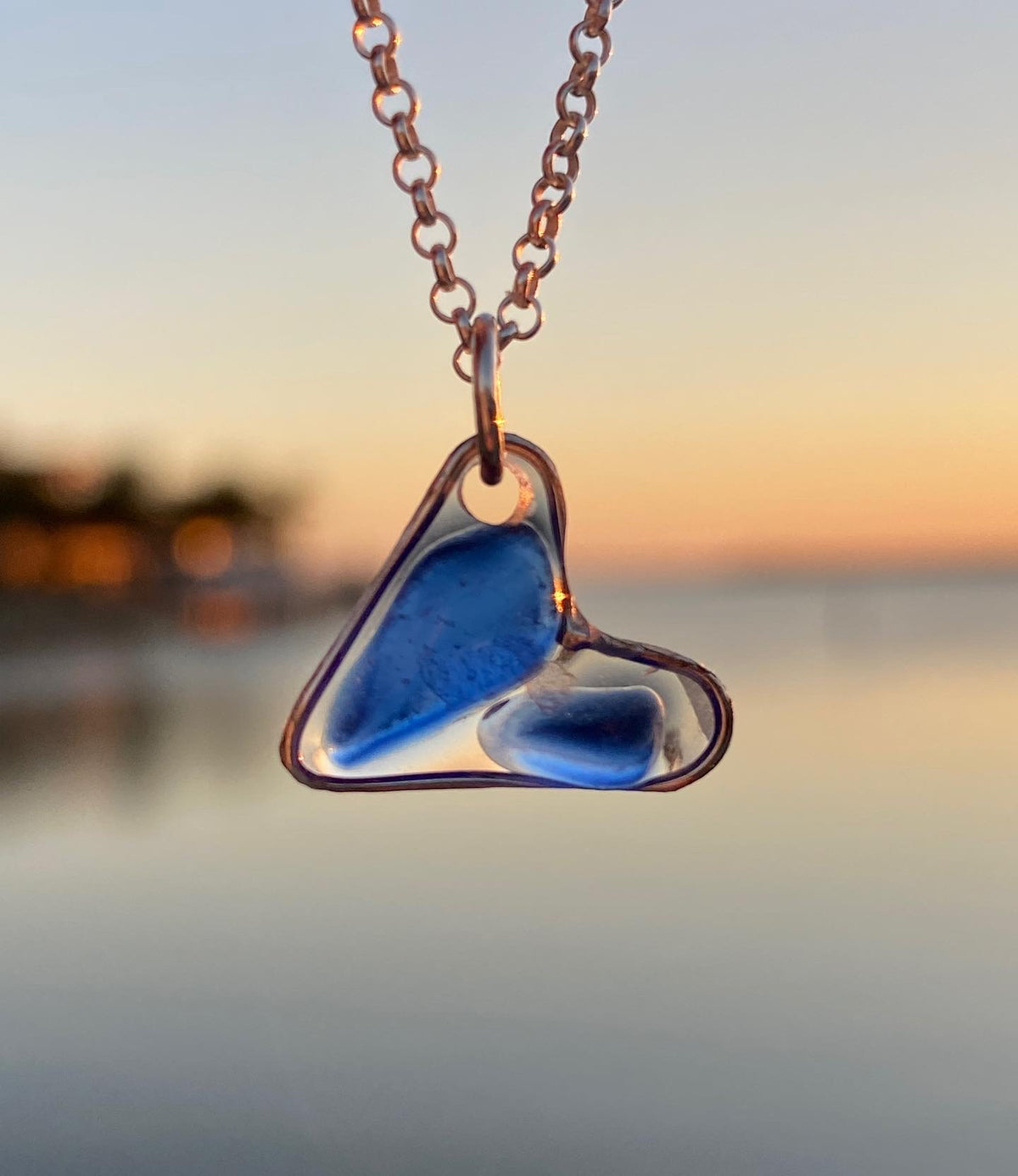 Open Heart Sea Glass Necklace