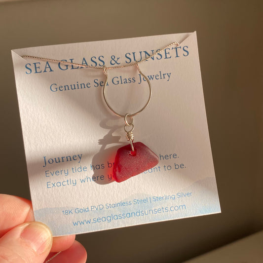 Rare Red Sea Glass Necklace