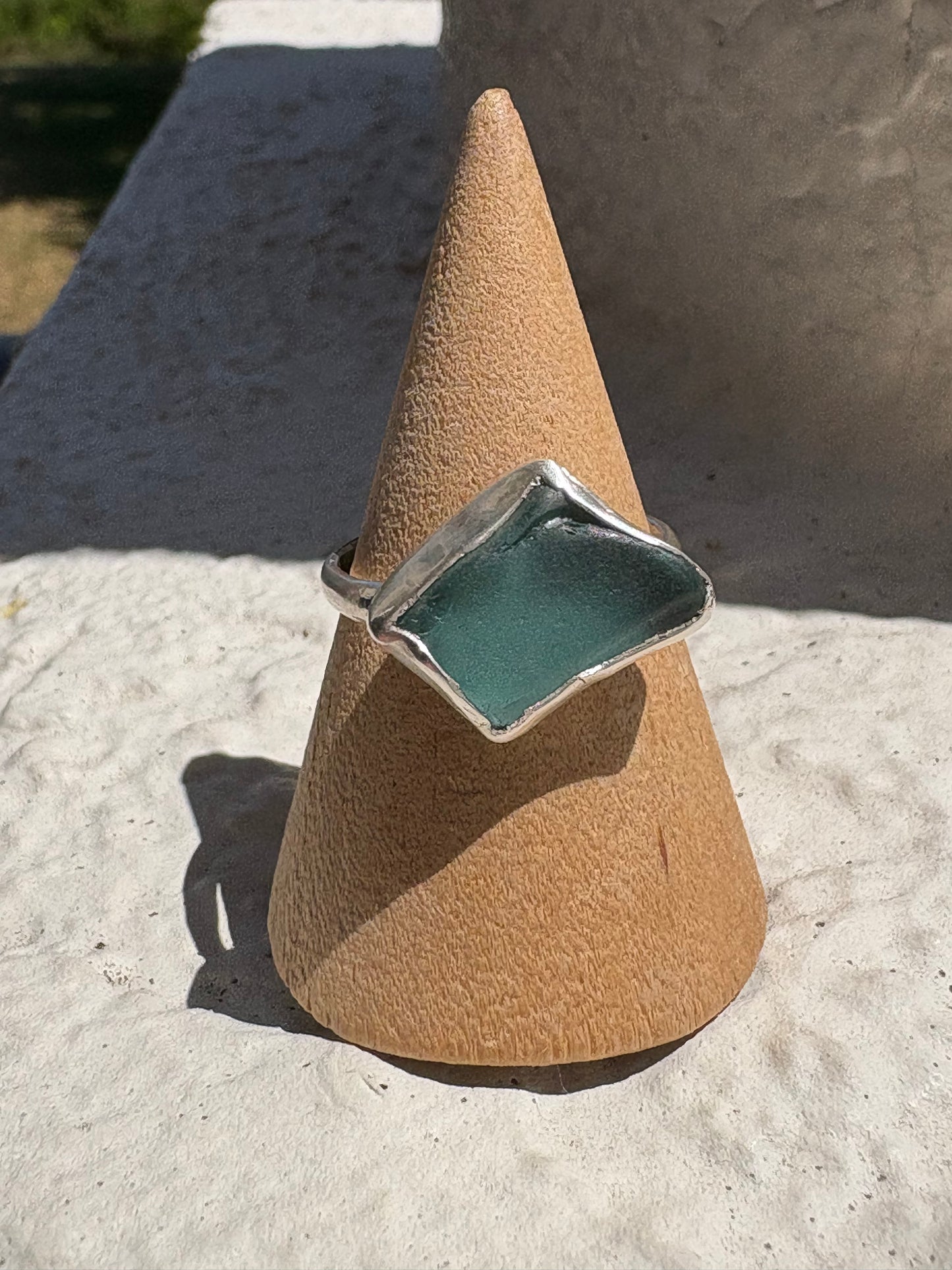 Teal Sea Glass Ring | Rare Cobalt Sea Glass