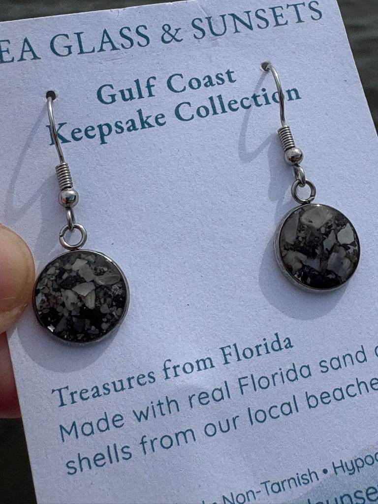 Florida Gulf Coast Sand & Crushed Shell Drop Earrings – Stainless Steel 10