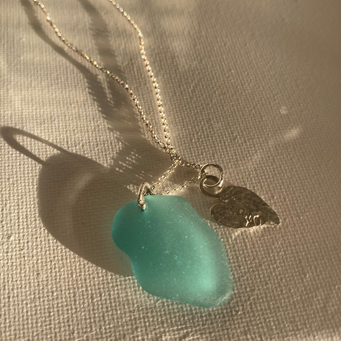 Teal Horizon – Large Organically Shaped Sea Glass Necklace