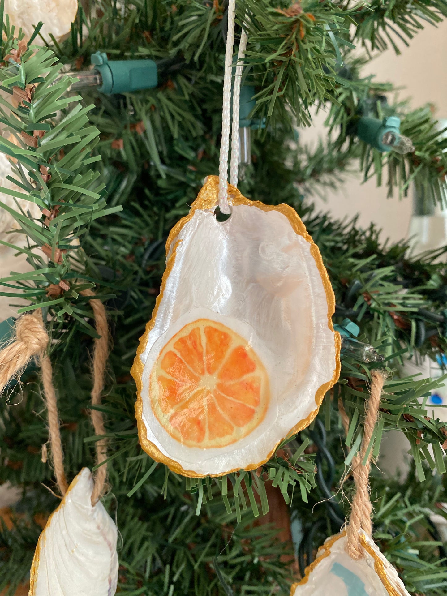 Dunedin FL Handmade Orange Shell Christmas Ornament