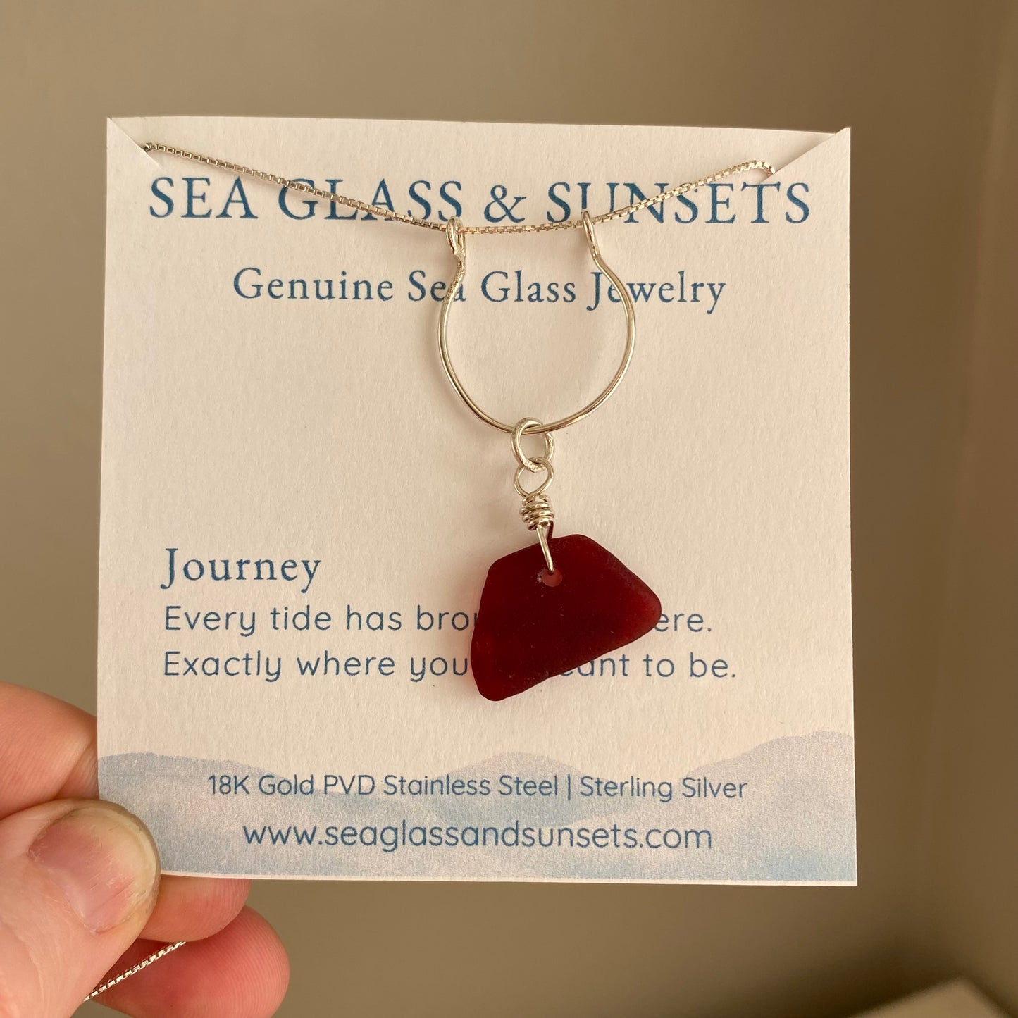 Rare Red Sea Glass Necklace