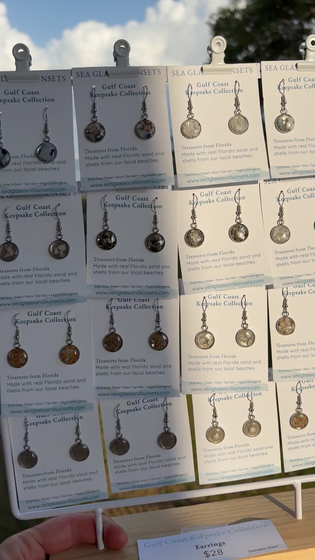 Florida Gulf Coast Sand & Crushed Shell Drop Earrings – Stainless Steel 10