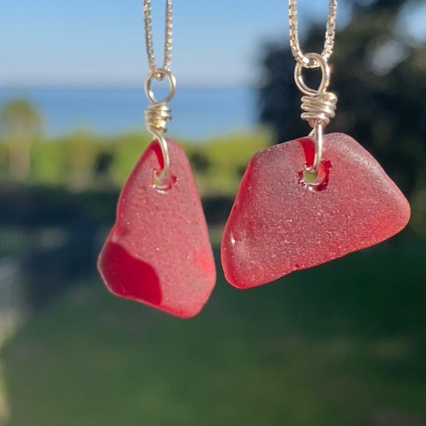 Rare Red Sea Glass Necklace
