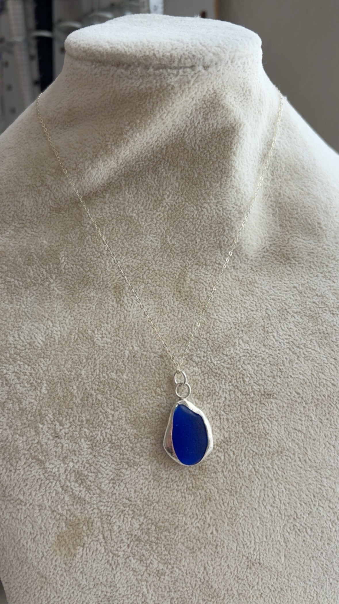 Sea to Shining Sea | Cobalt Blue Sea Glass Sterling Silver Classic Pendant Necklace