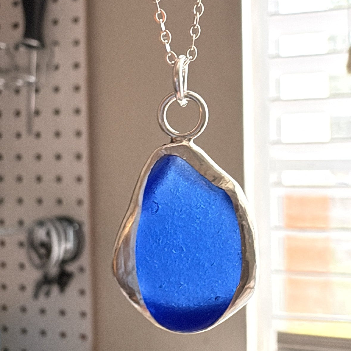 Sea to Shining Sea | Cobalt Blue Sea Glass Sterling Silver Classic Pendant Necklace