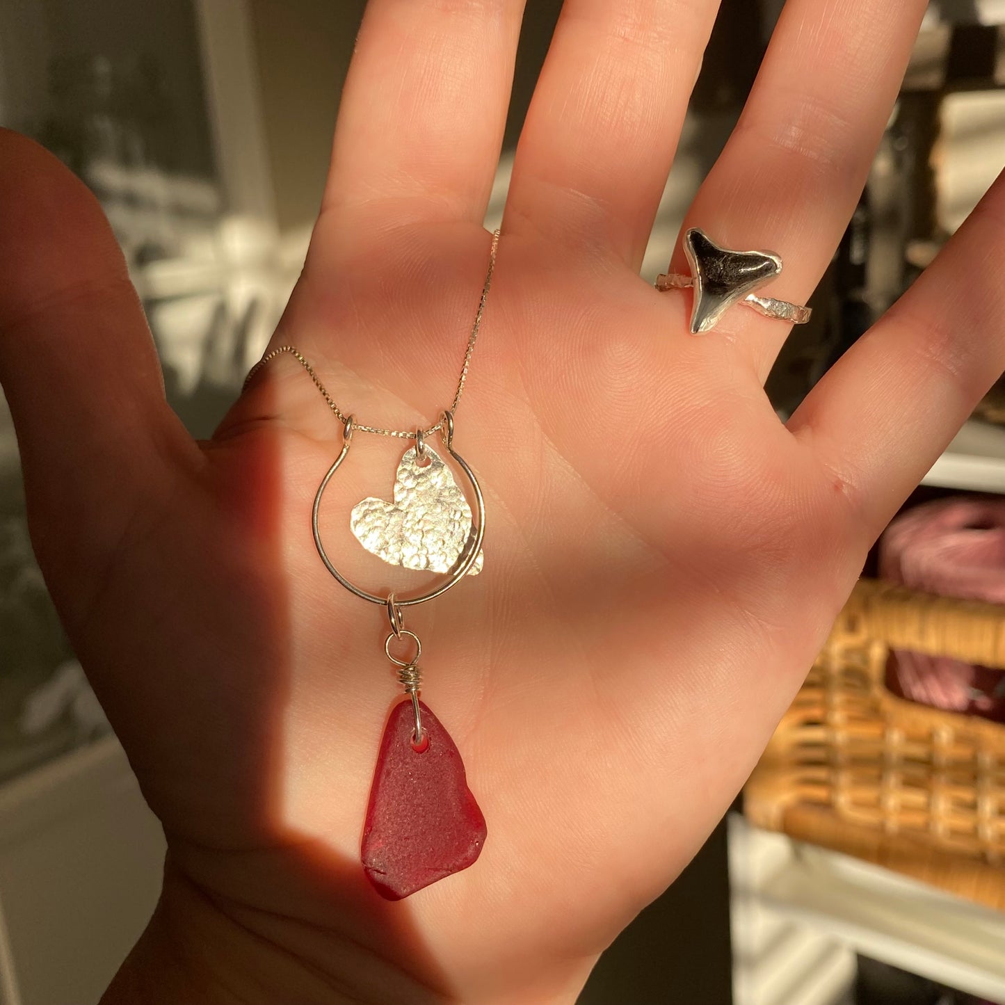 Rare Red Sea Glass Necklace