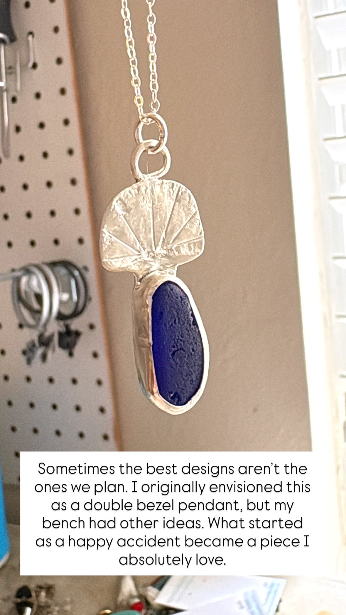 Sea to Shining Sea | Cobalt Blue Sea Glass Fan Shell Necklace