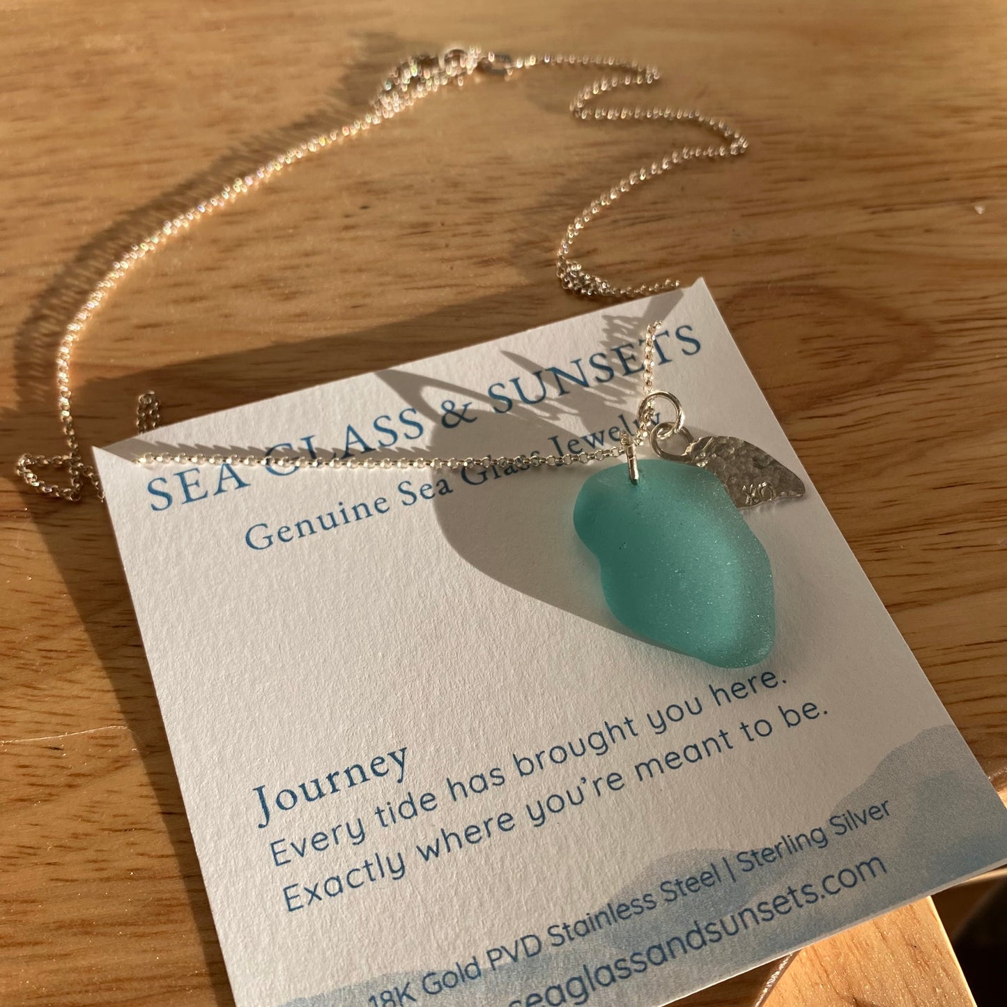 Teal Horizon – Large Organically Shaped Sea Glass Necklace