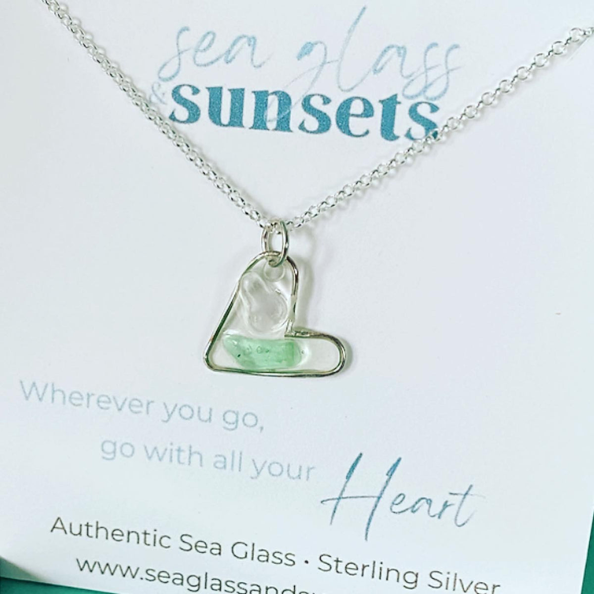 Open Heart Sea Glass Necklace