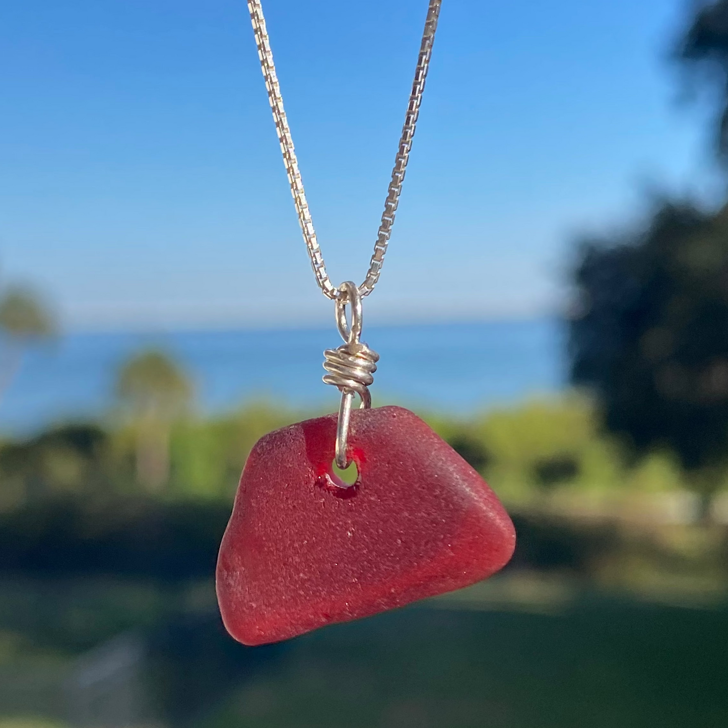 Rare Red Sea Glass Necklace