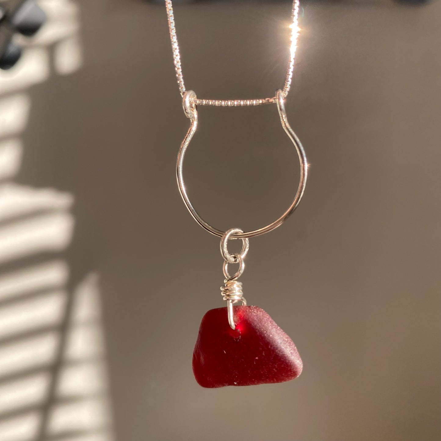 Rare Red Sea Glass Necklace