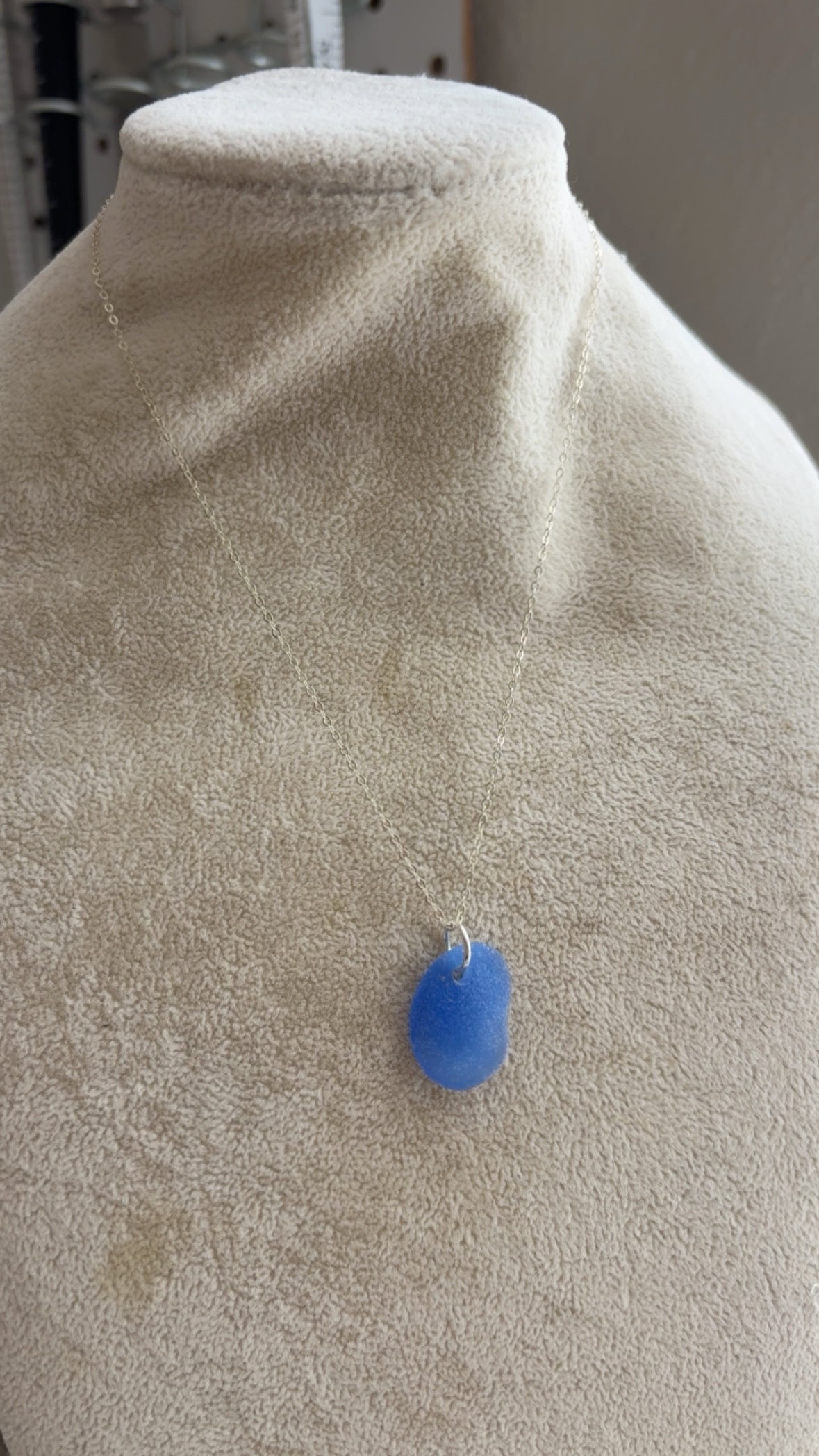 Cornflower Blue Sea Glass Necklace | Sterling Silver | Genuine Sea Glass