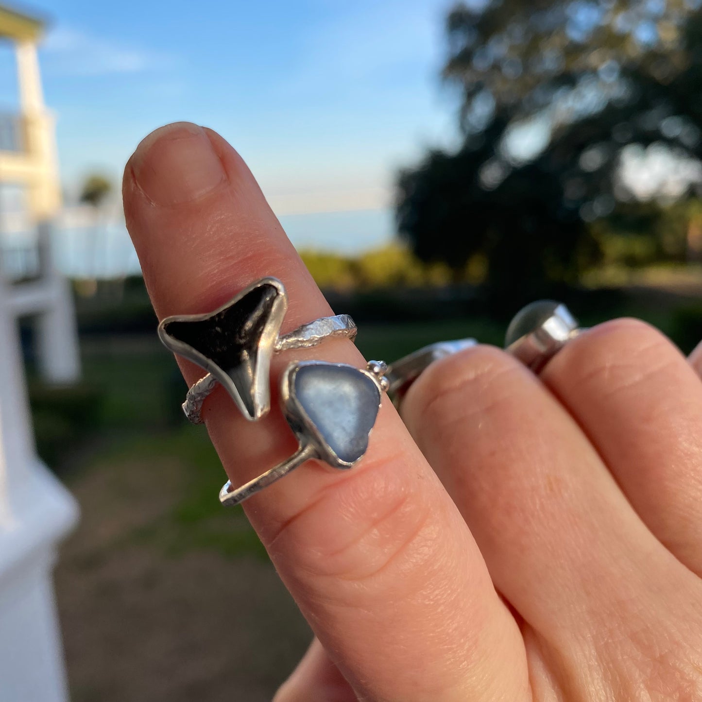 Cornflower Blue Sea Glass Bezel Ring – Sterling Silver (Size 9)