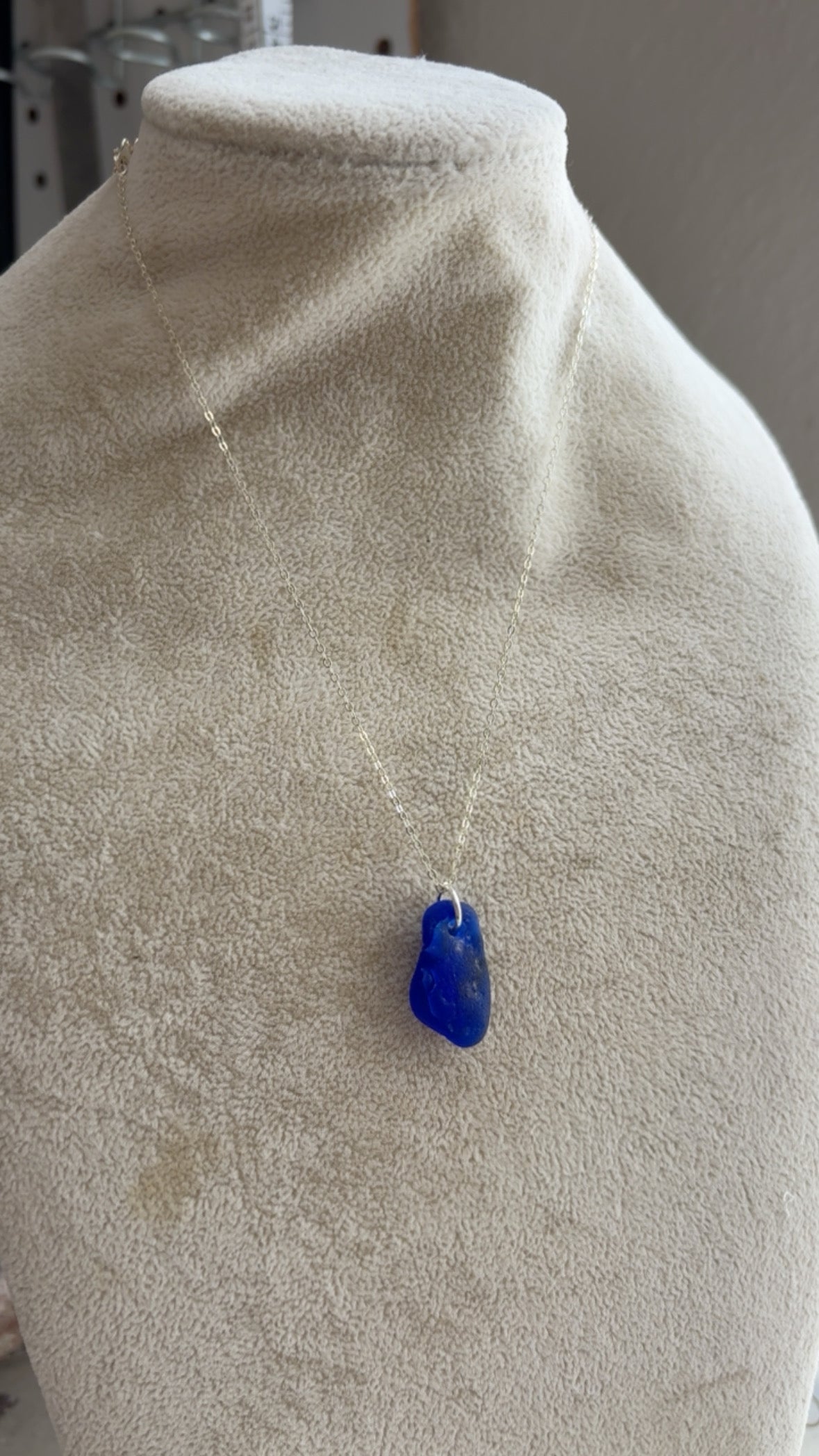 Sea to Shining Sea | Cobalt Blue Sea Glass Organic Pendant Necklace